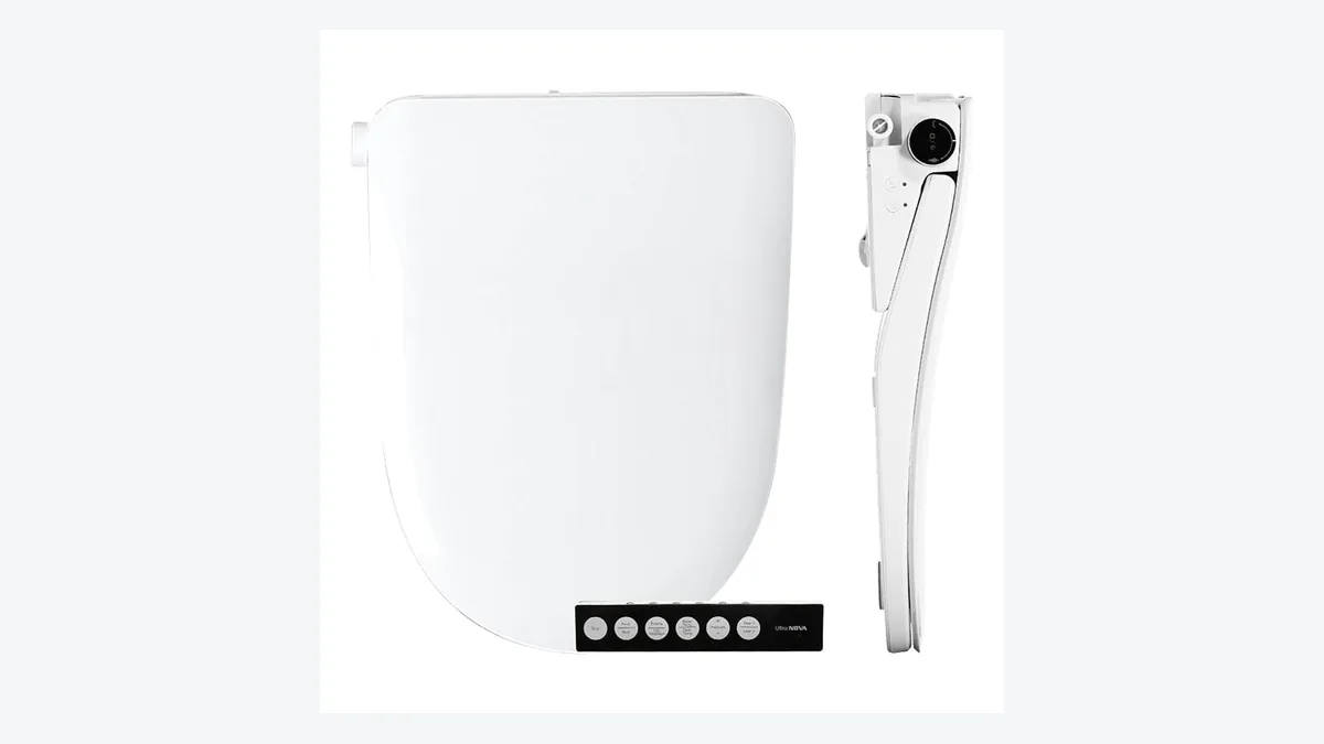 Ultra-Nova bidet seat shown from the top and side